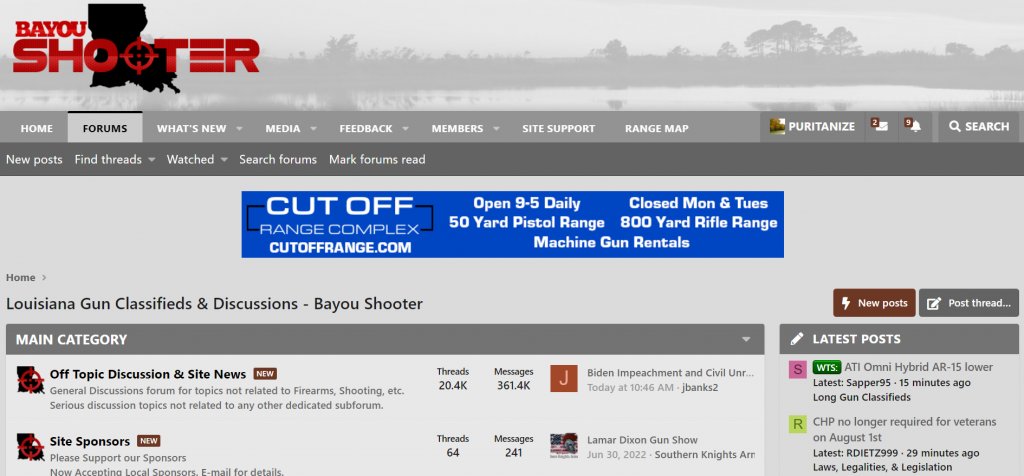 Bayou Shooters' site image