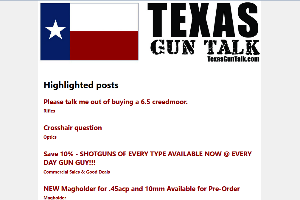 Texas Gun Talk Weekly newsletter